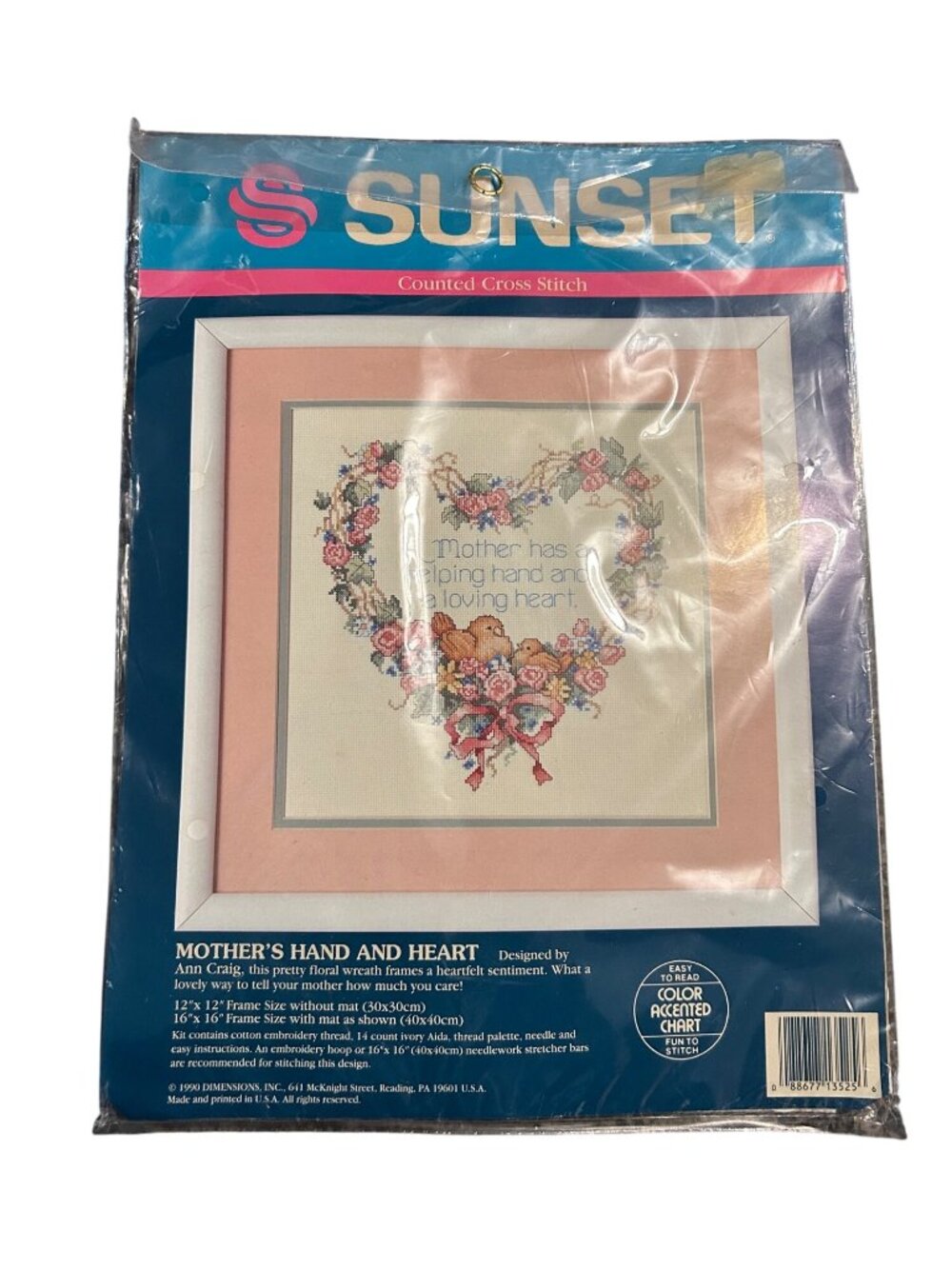 Sunset Counted Cross Stitch Kit "Mothers Hand And Heart" crafting yarn